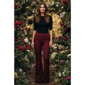 Vintage Y2K Luna Chix Women's 3/4 Red & Black Floral Lace Bootcut Flare Pants